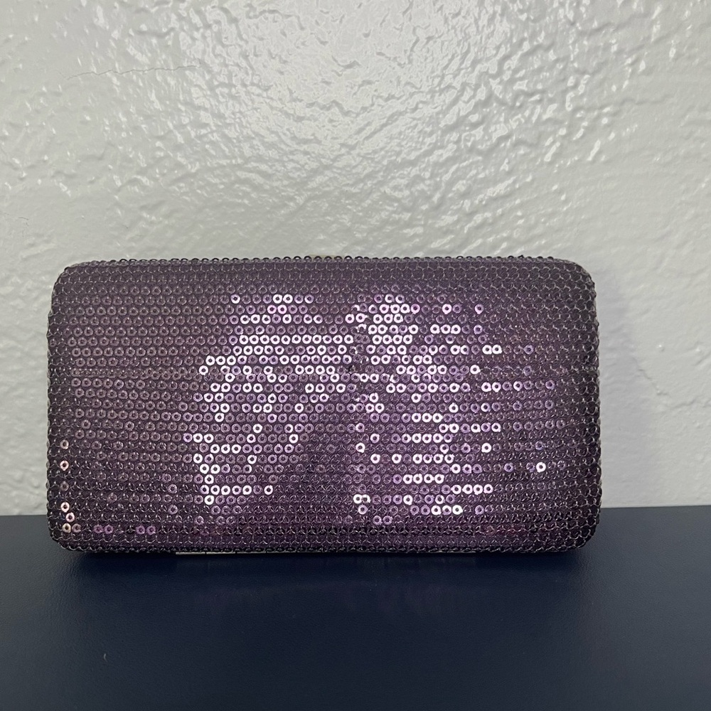 NWT The Loft Purple Sequined Clutch
